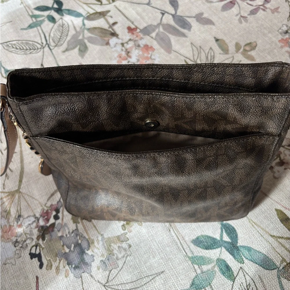 Michael Kors Dark Brown Monogram Shoulder Bag - Picture 6 of 6